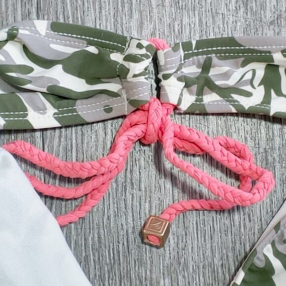 Sperry Women's Marina Corps Bikini Swimsuit Sz L Beach Vacation Resort Camo Fish - Picture 12 of 14